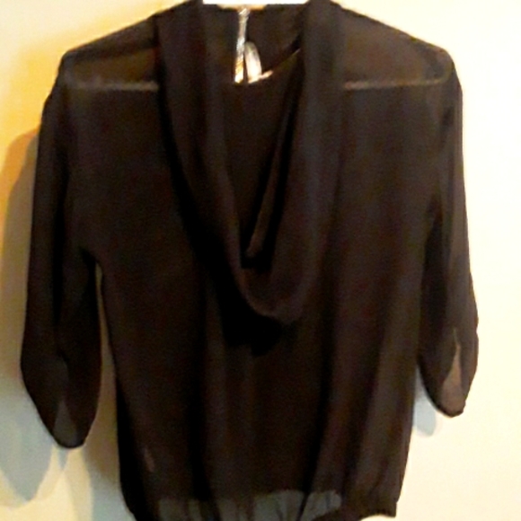 Black Sheer Top Half Sleeve size Small - Picture 2 of 5